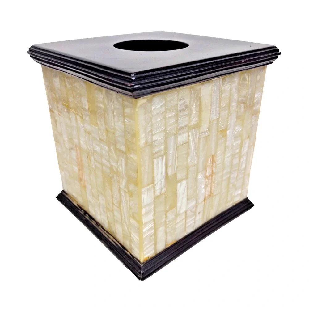Vintage Capiz Tiled Mother Of Pearl Tissue Cover Hotel Collection 6